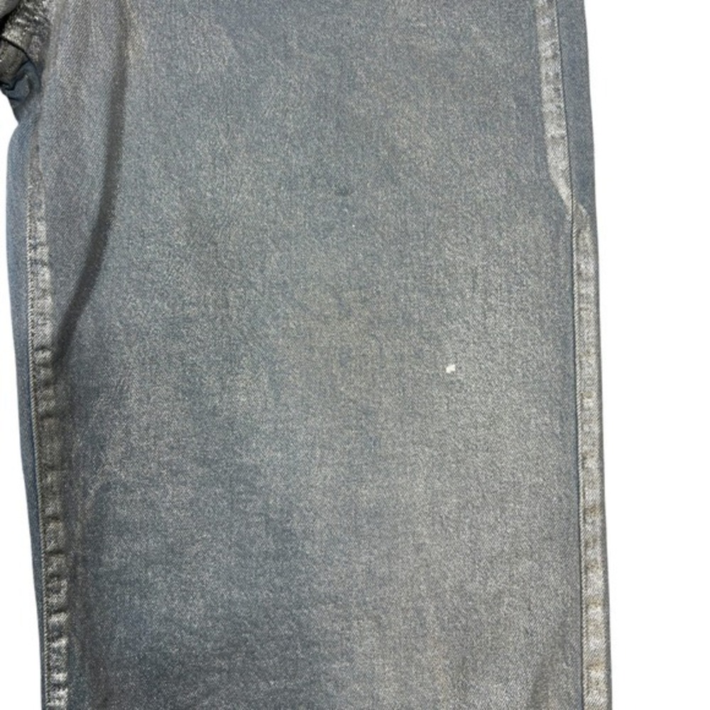 Coated Metallic Wide-Leg Baggy Jeans Sz 6R Raw Hem Cutoffs Gaucho Culottes Boho - Picture 9 of 10